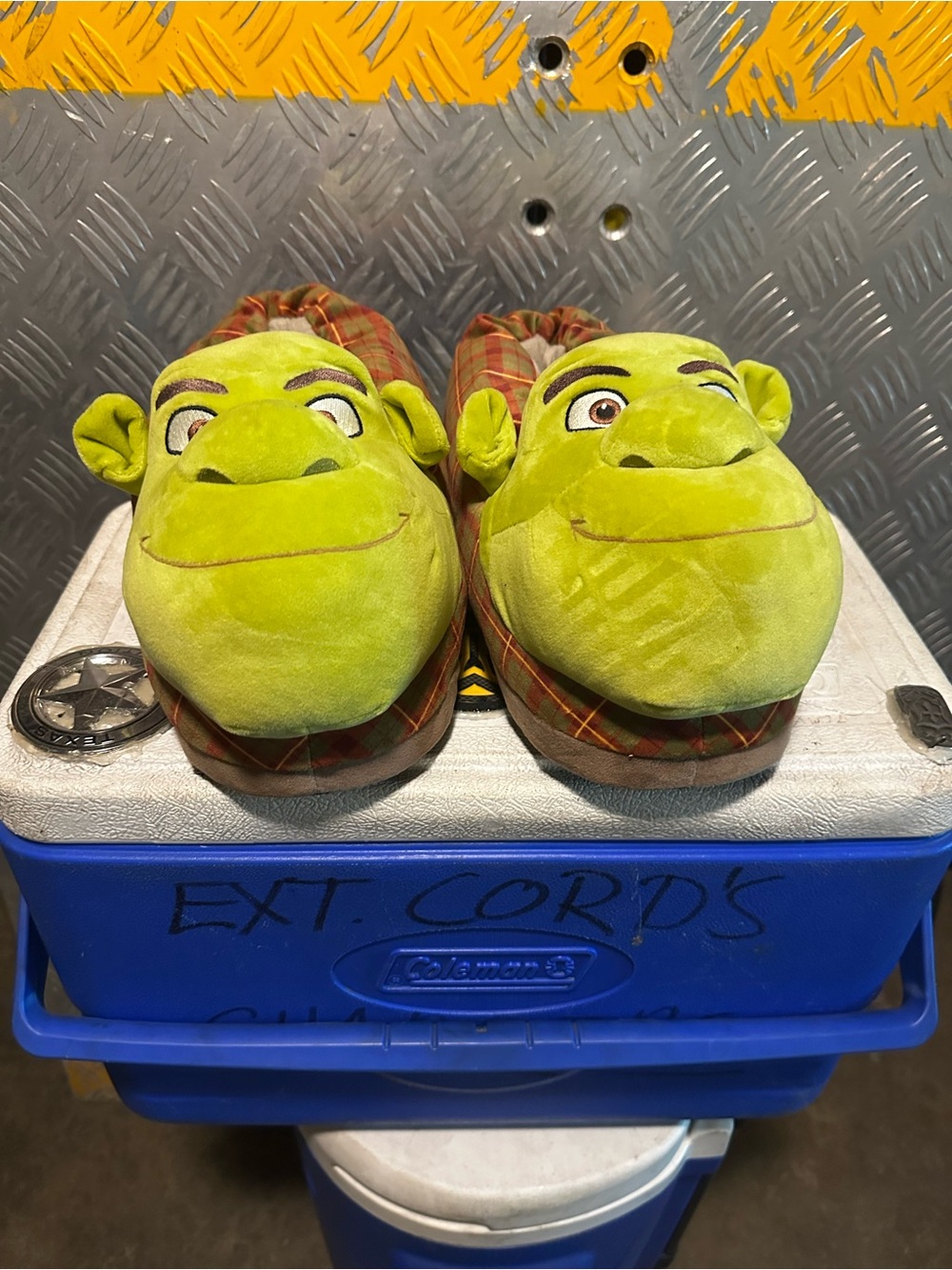 Shrek Plush Face Slippers - Bright Lime Green
